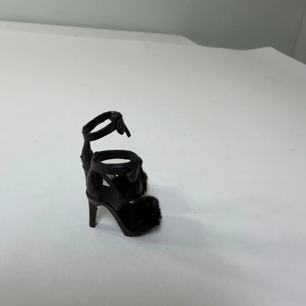MGA Shadow‎ High Shanelle Onyx Black Faux Fur Pom Pom High Heel Doll Shoes